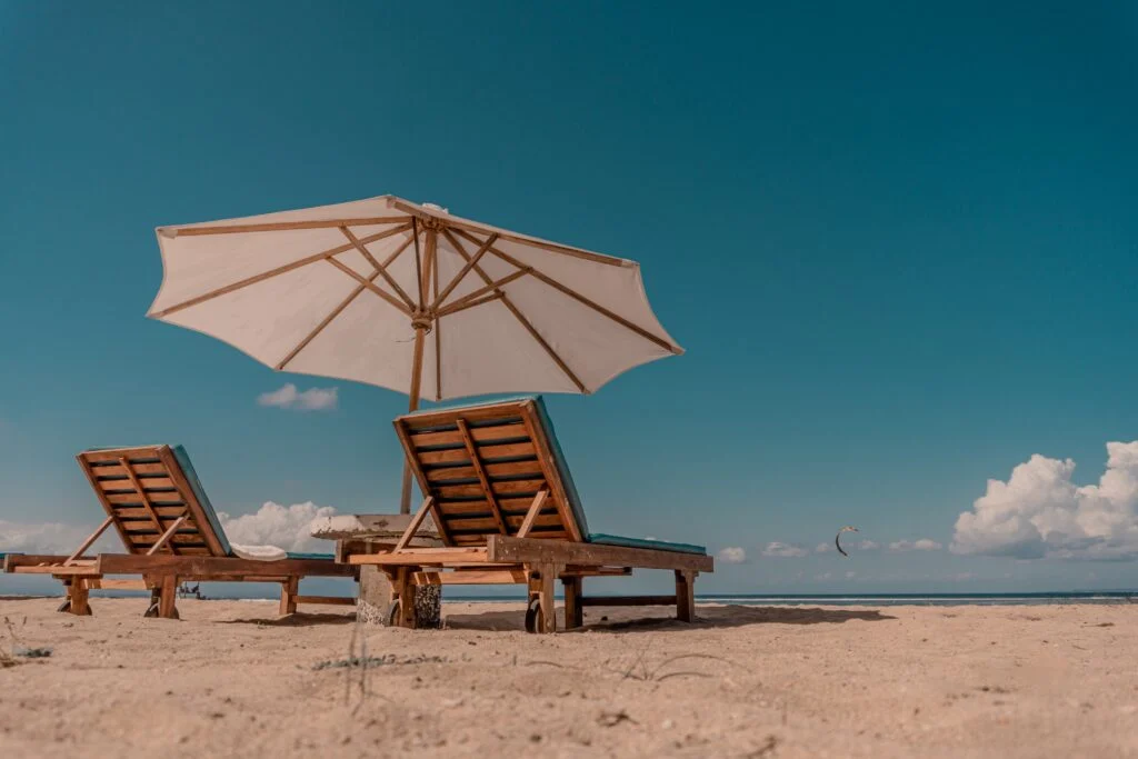 Summer,atmosphere,,photo,of,beach,chairs,and,umbrellas,photographed,from